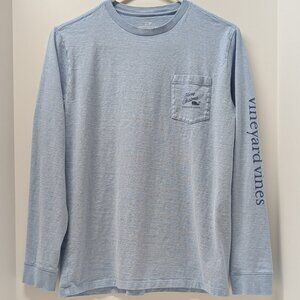 Vineyard Vines Woody & Gifts L/S Graphic Pocket Tee in Jake Blue